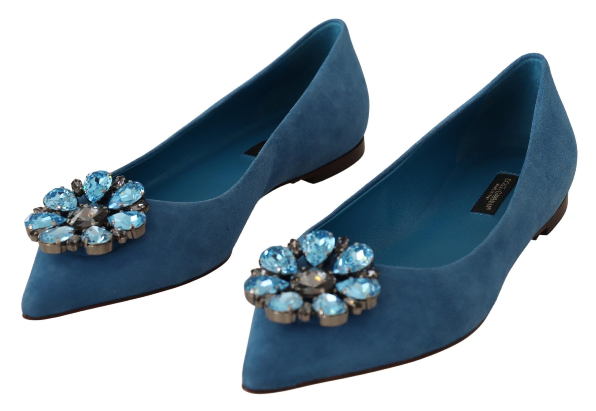 Blaue Wildleder-Loafer mit Kristallen