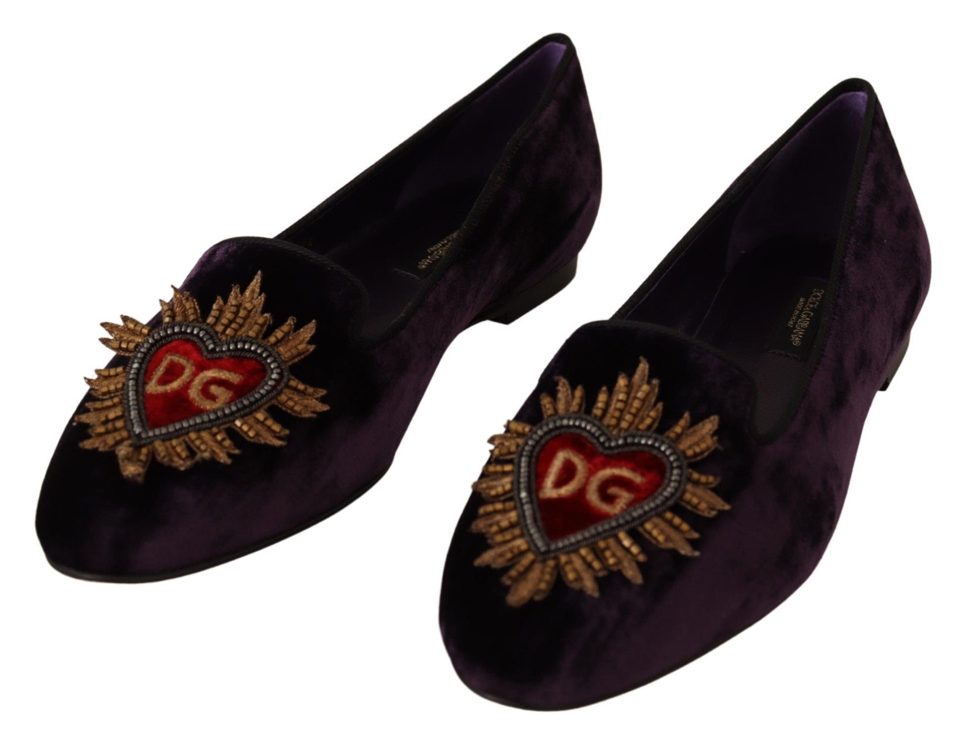 Lila Samt DG Herz Loafers Flats Schuhe