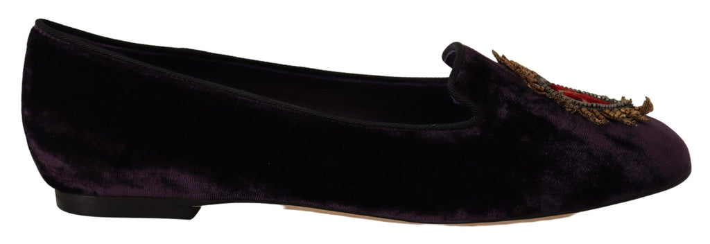 Lila Samt DG Herz Loafers Flats Schuhe