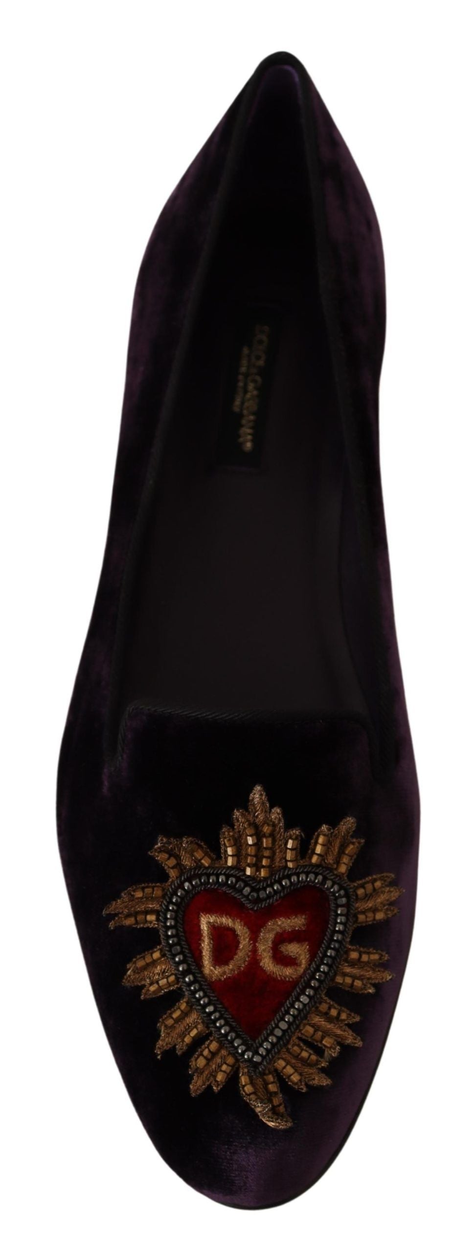 Lila Samt DG Herz Loafers Flats Schuhe