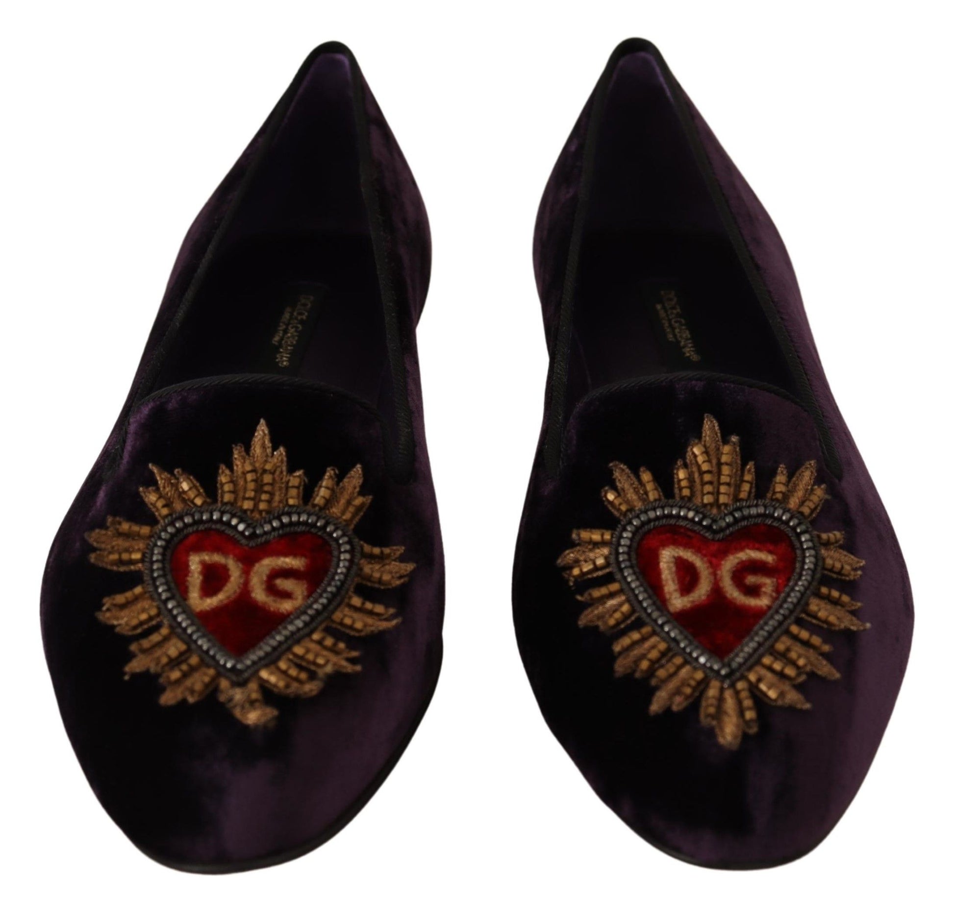 Lila Samt DG Herz Loafers Flats Schuhe