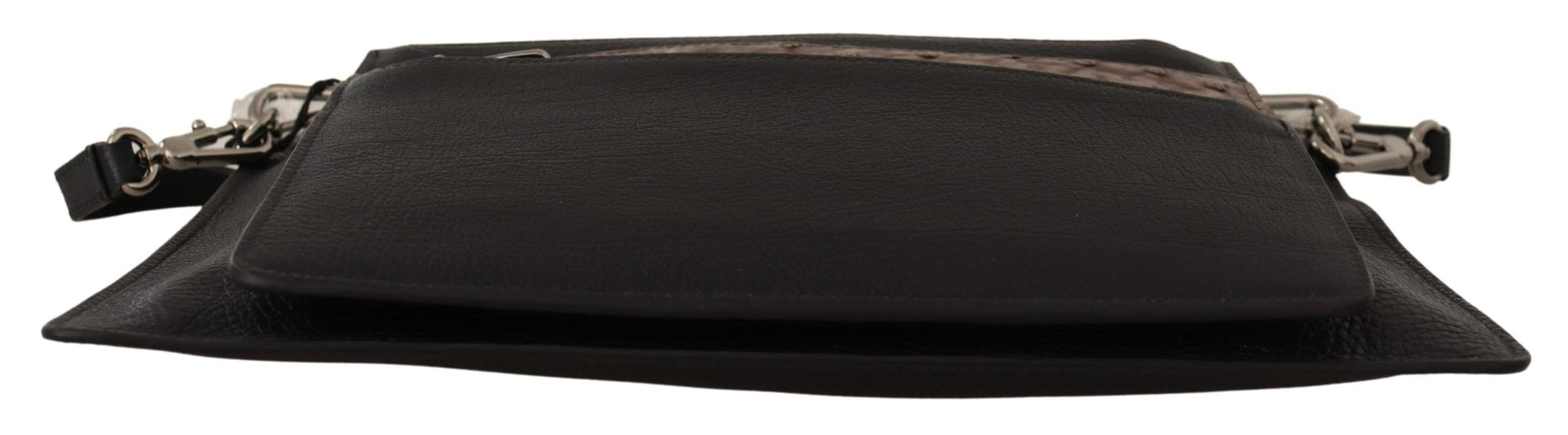 Schwarze Alta Sartoria-Schultertasche aus exotischem Leder