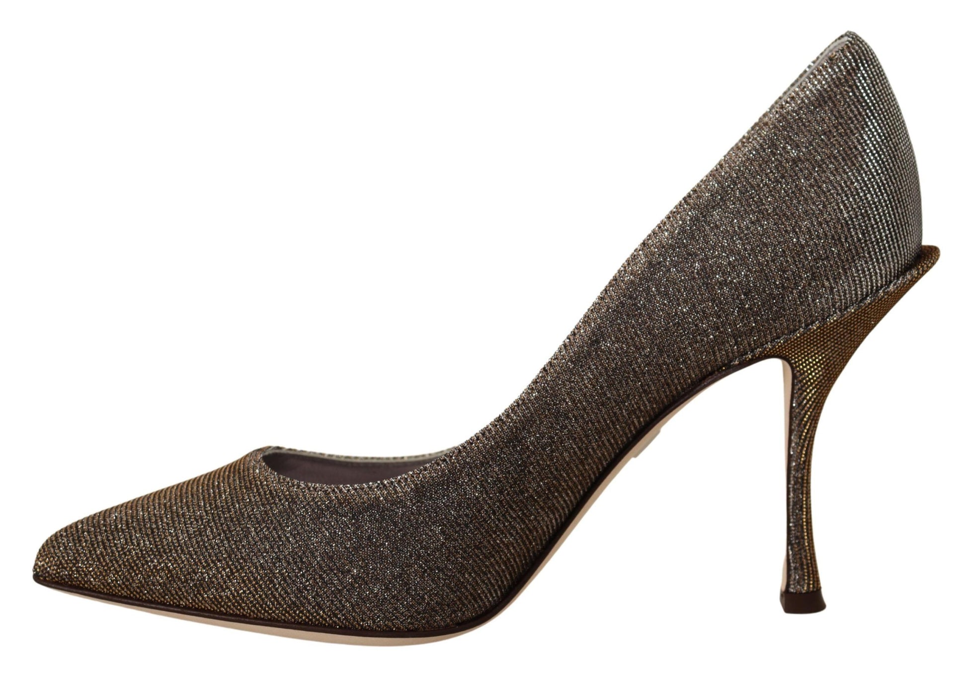 Gold Silber Stoff Heels Pumps Schuhe