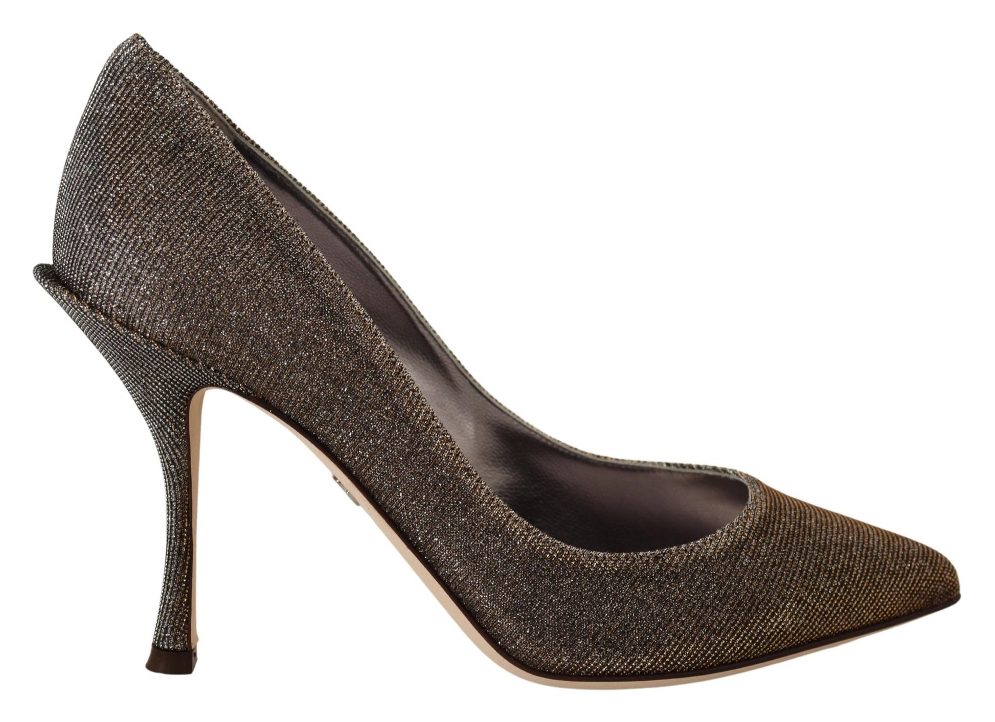 Gold Silber Stoff Heels Pumps Schuhe