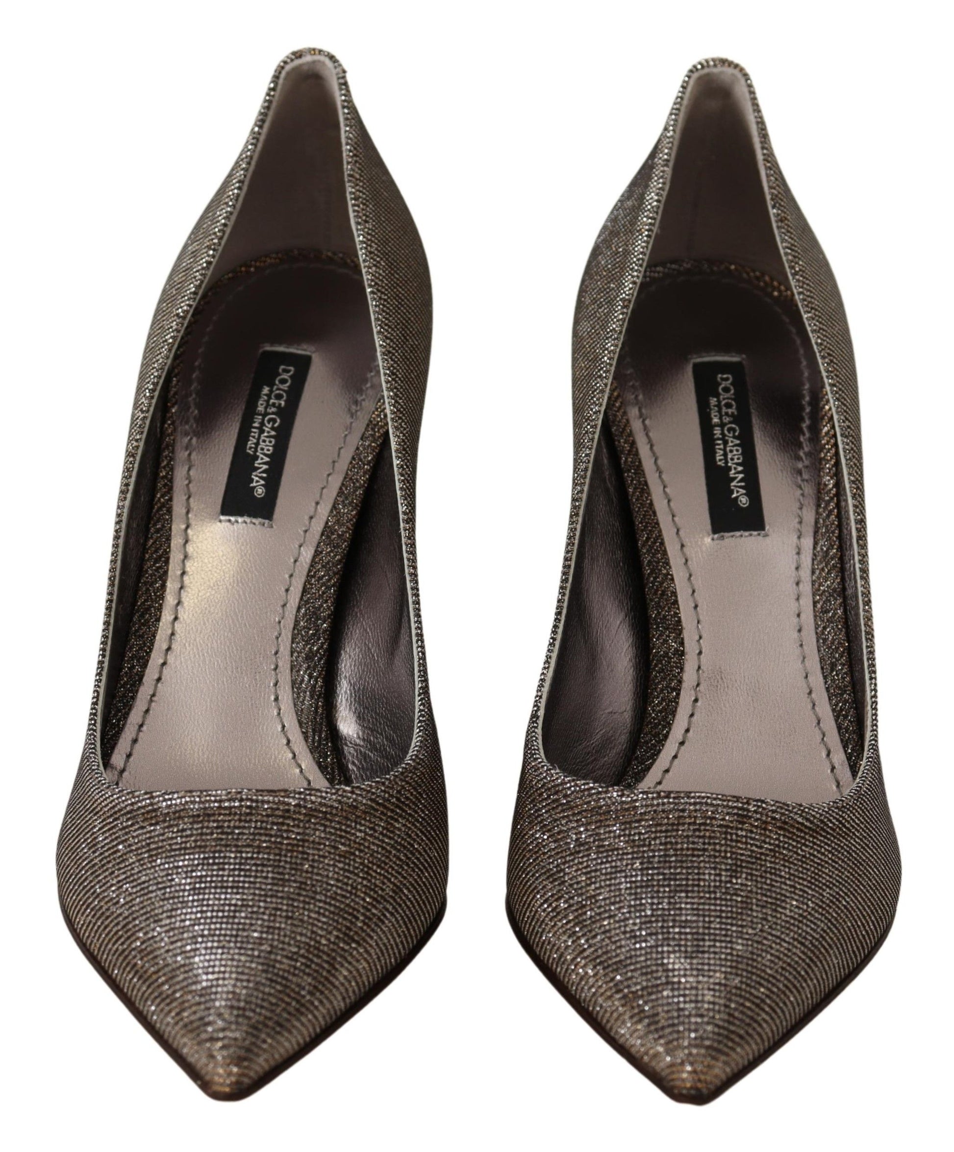 Gold Silber Stoff Heels Pumps Schuhe