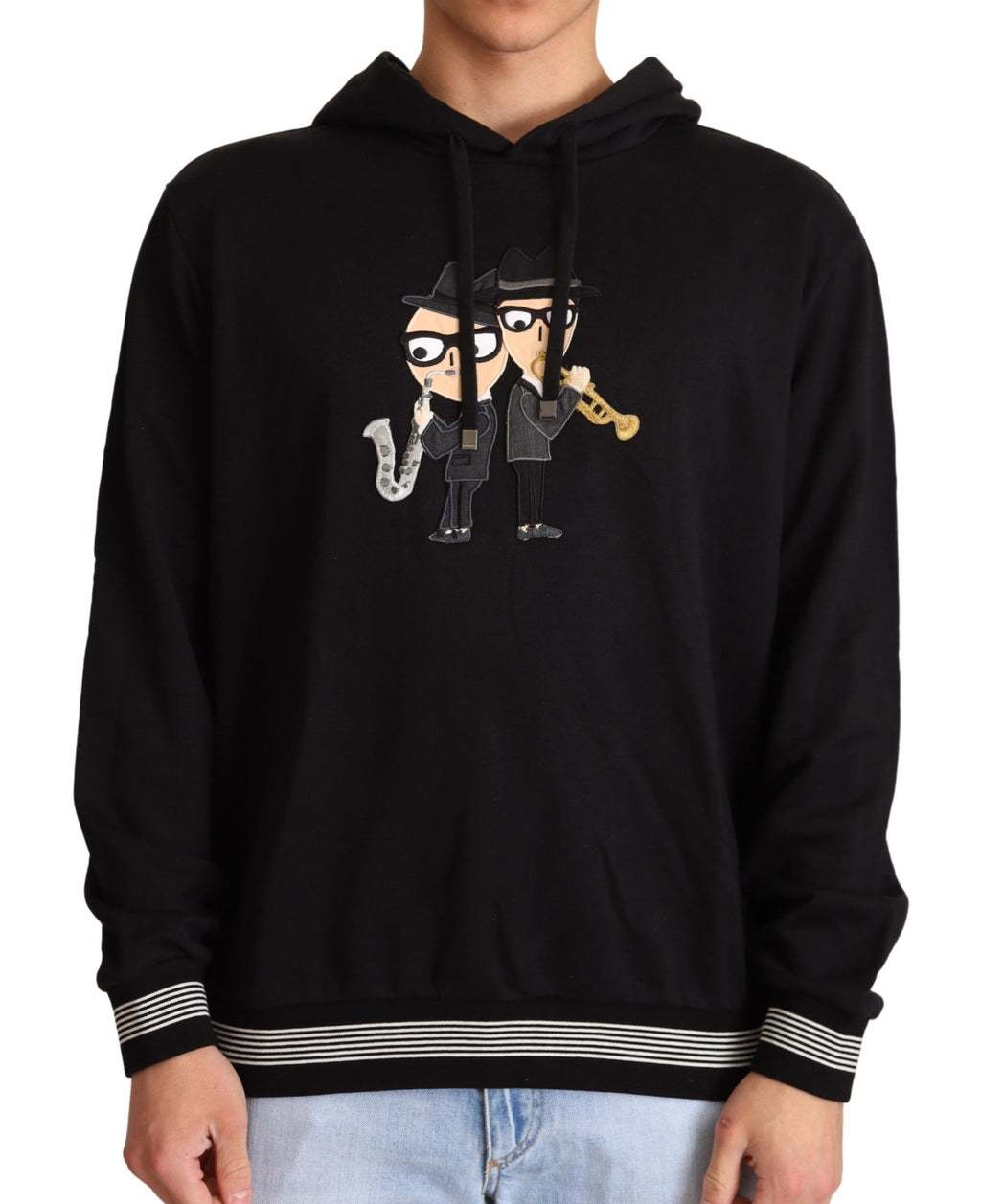 Schwarzer Kapuzenpullover #dgfamily aus Baumwolle