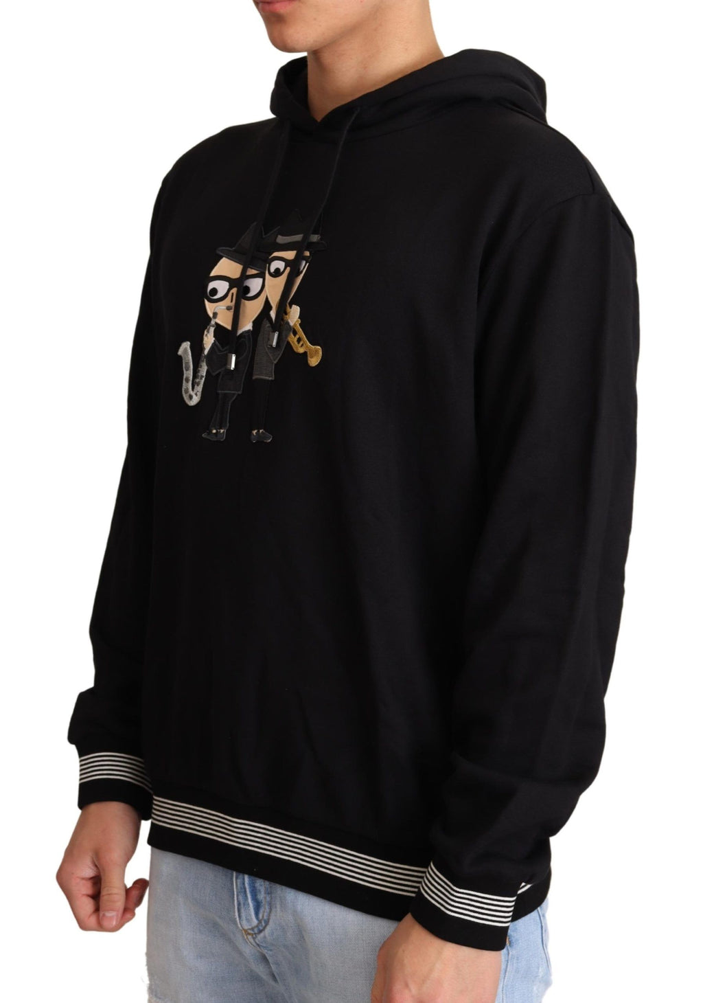 Schwarzer Kapuzenpullover #dgfamily aus Baumwolle