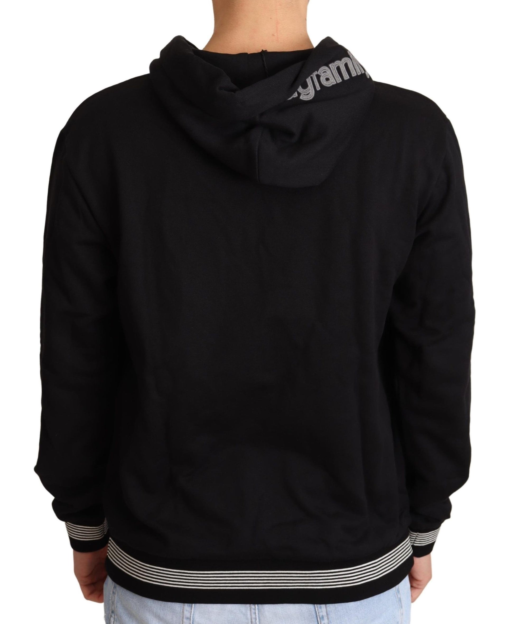 Schwarzer Kapuzenpullover #dgfamily aus Baumwolle