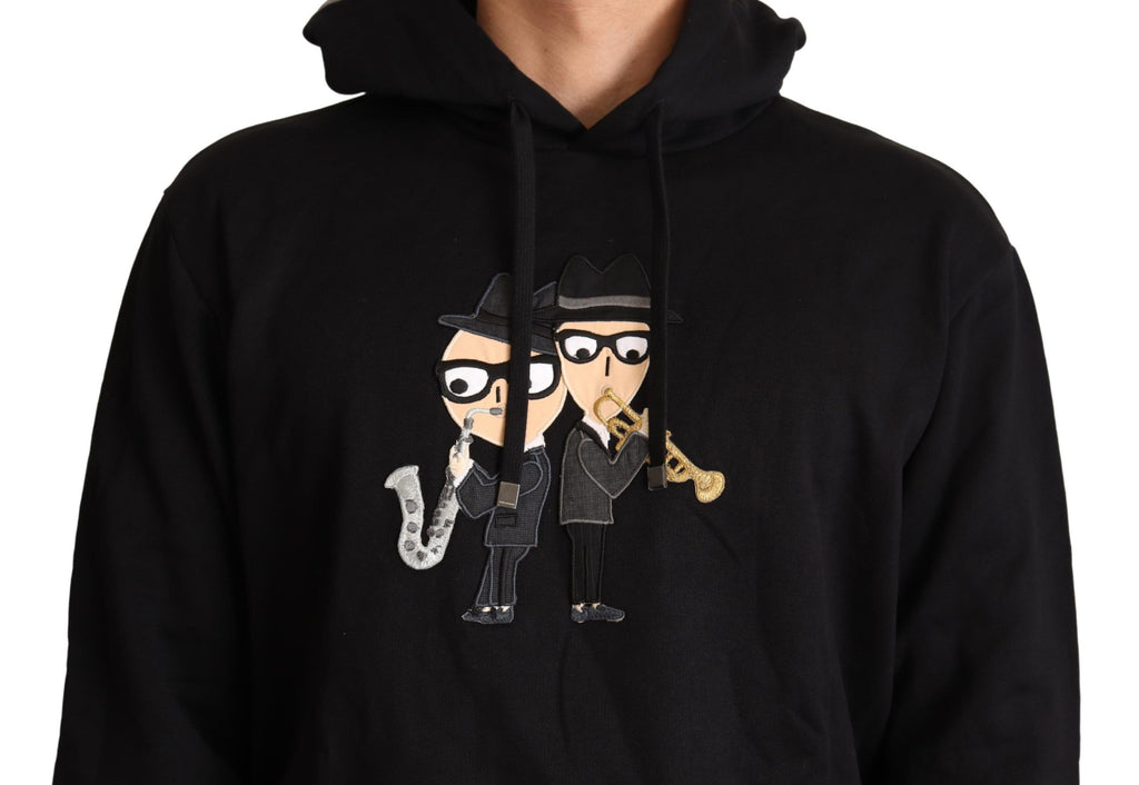 Schwarzer Kapuzenpullover #dgfamily aus Baumwolle
