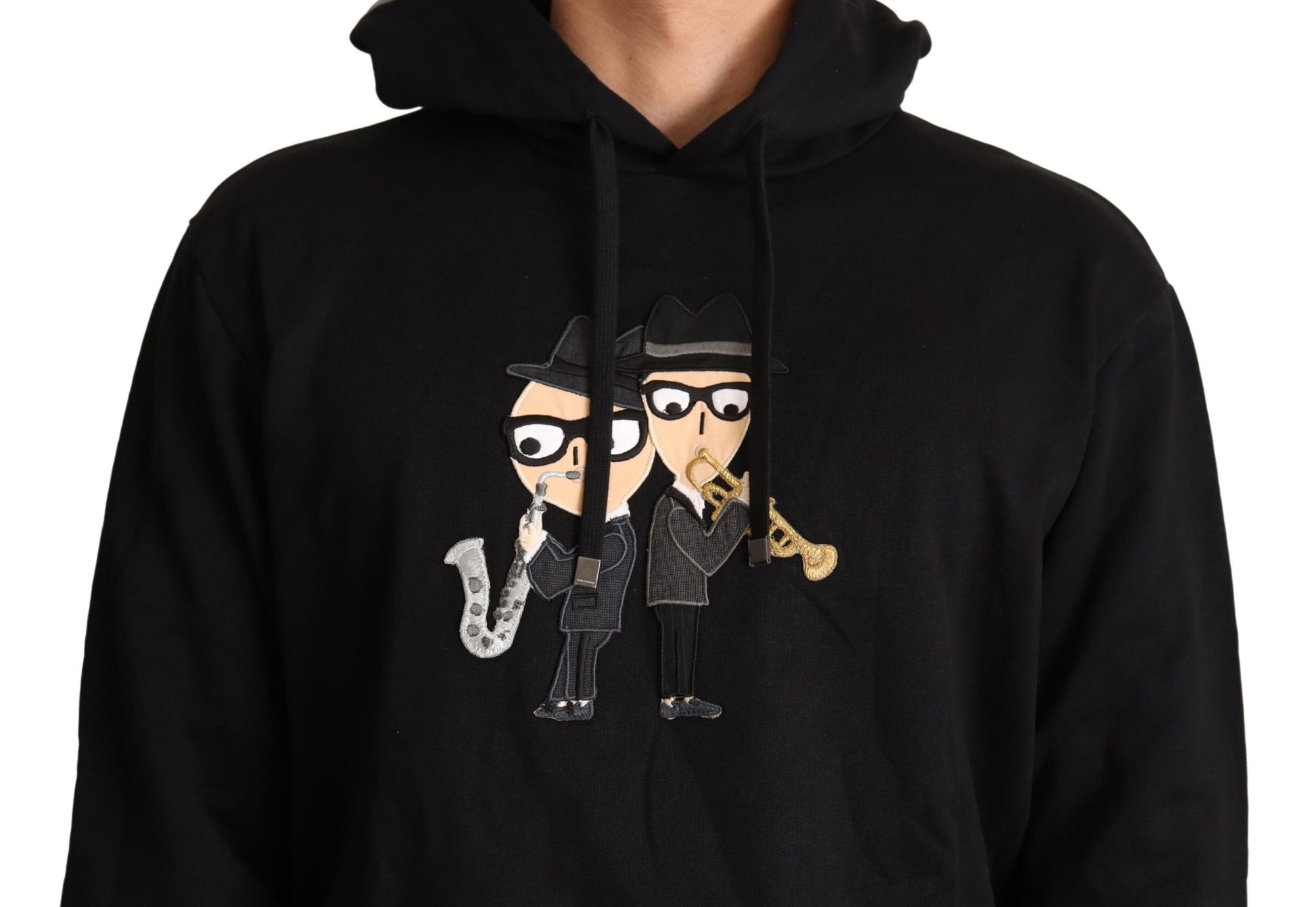 Schwarzer Kapuzenpullover #dgfamily aus Baumwolle