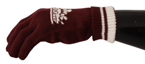 Rot-weiße Kaschmirhandschuhe mit D&amp;G-Logo und Krone