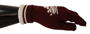Rot-weiße Kaschmirhandschuhe mit D&amp;G-Logo und Krone