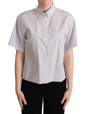 Weiße Bluse mit Polka Dots und Kragen