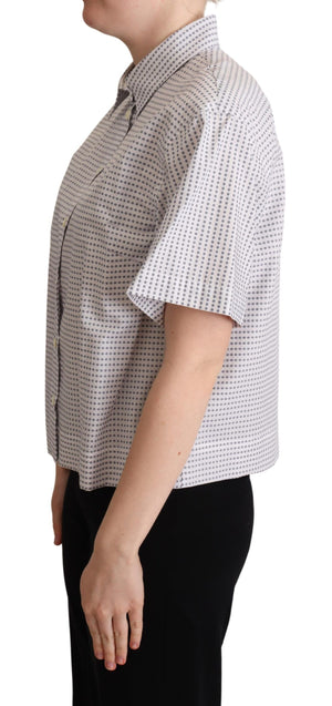 Weiße Bluse mit Polka Dots und Kragen