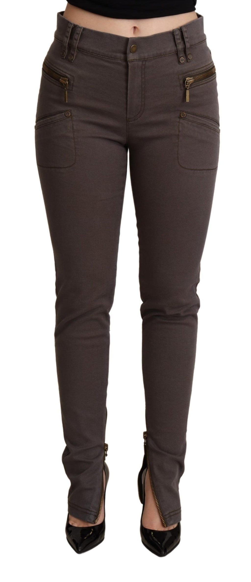 Braune Skinny-Jeans aus Baumwollstretch