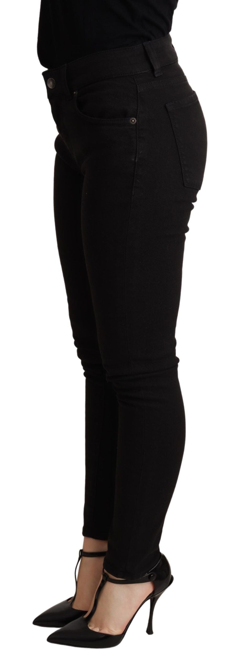 Schwarze Skinny-Jeanshose aus Baumwollstretch