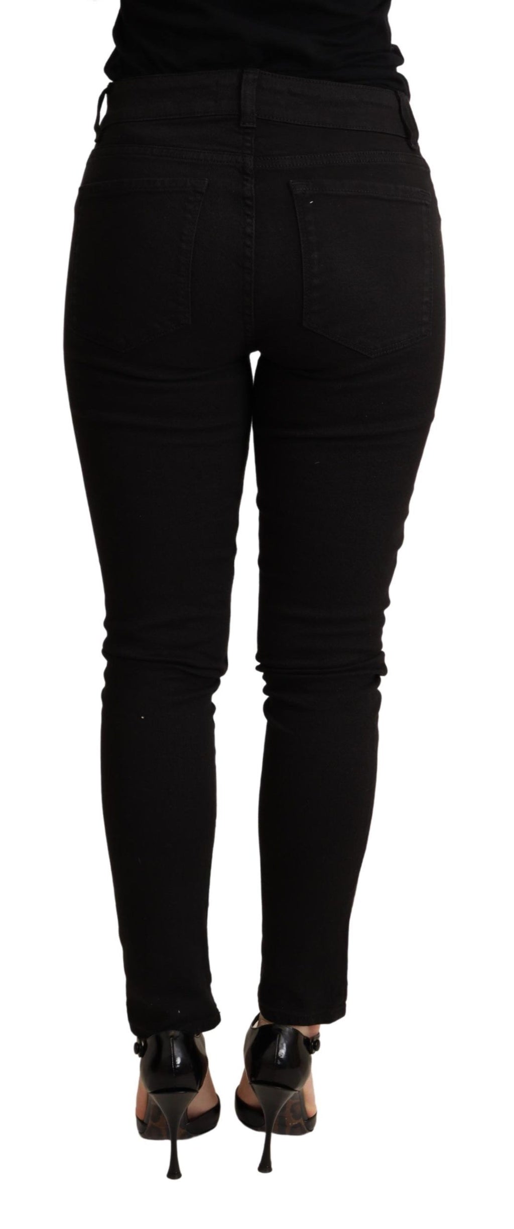 Schwarze Skinny-Jeanshose aus Baumwollstretch