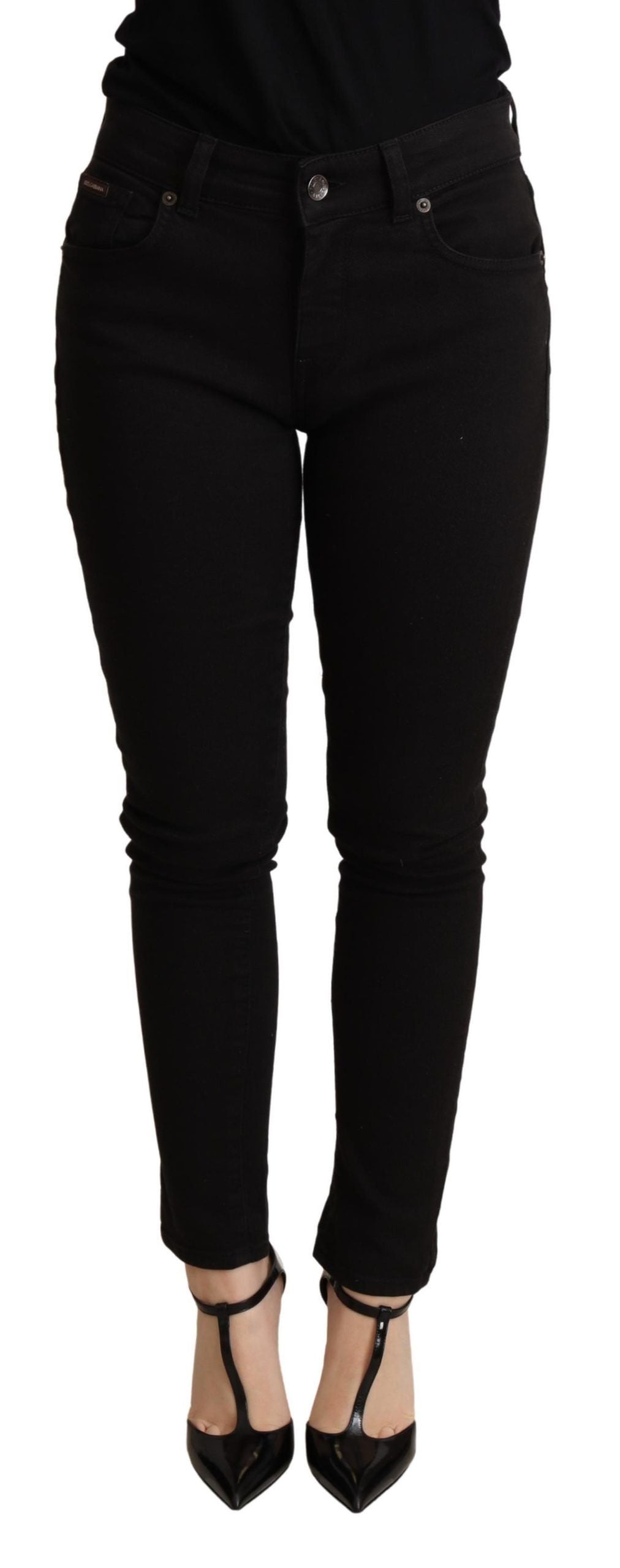 Schwarze Skinny-Jeanshose aus Baumwollstretch