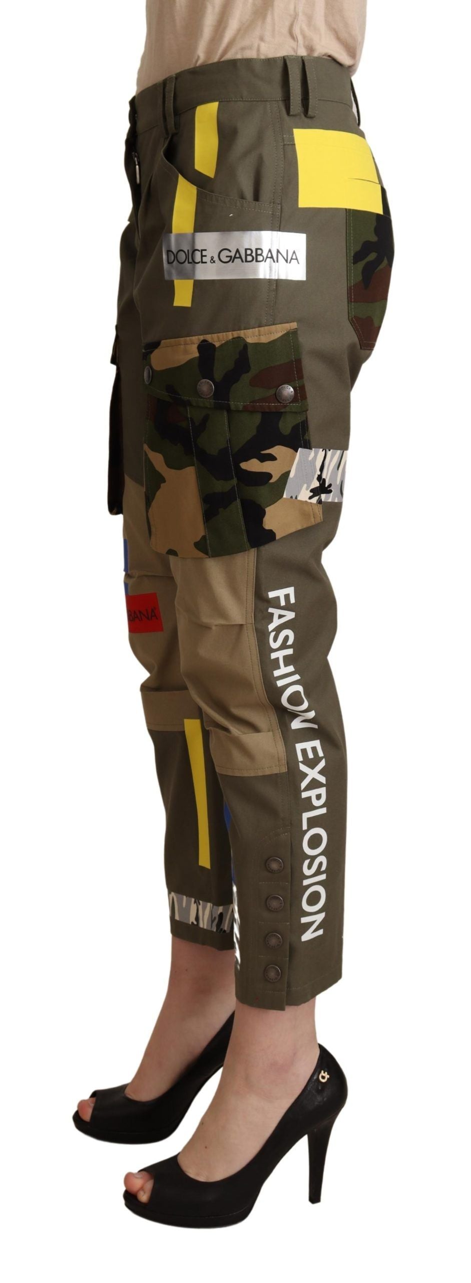 Grüne Militär-Cargohose aus Baumwolle