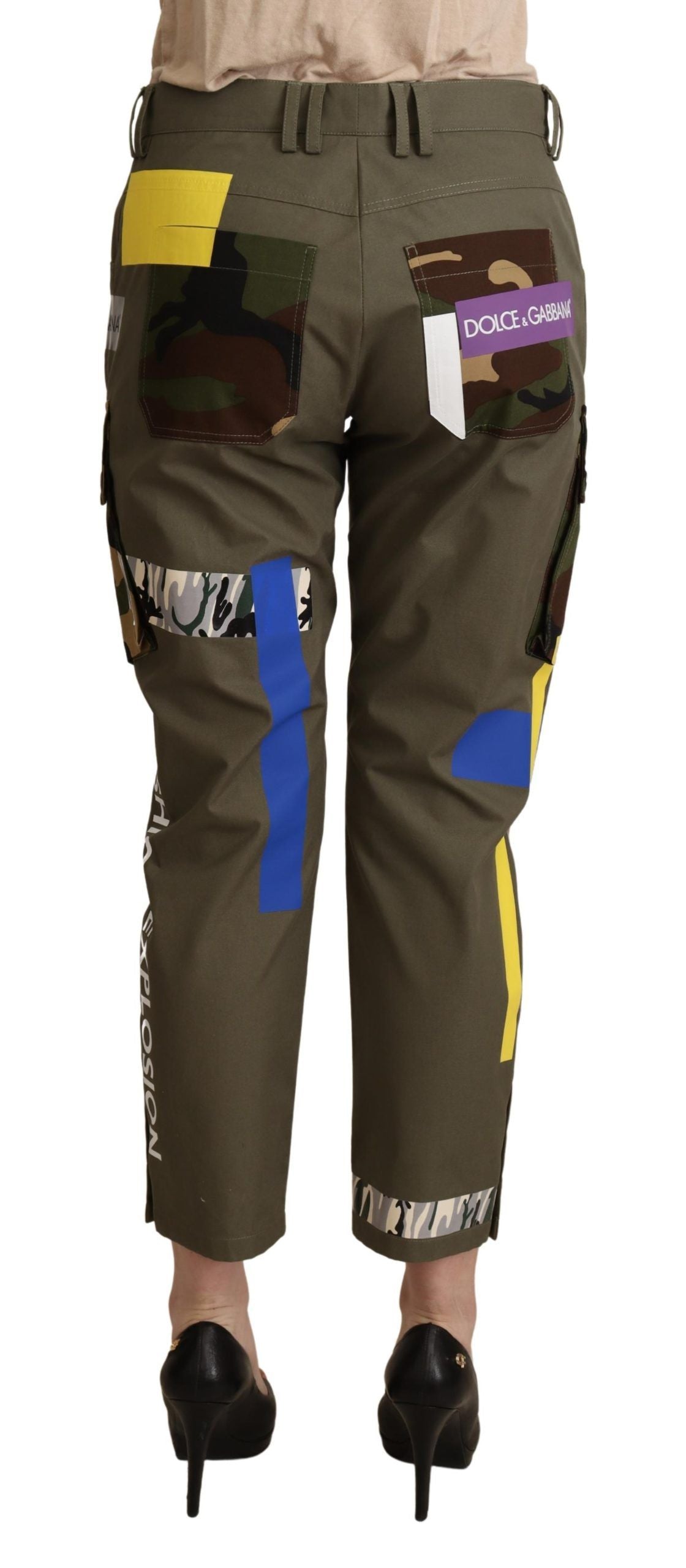 Grüne Militär-Cargohose aus Baumwolle