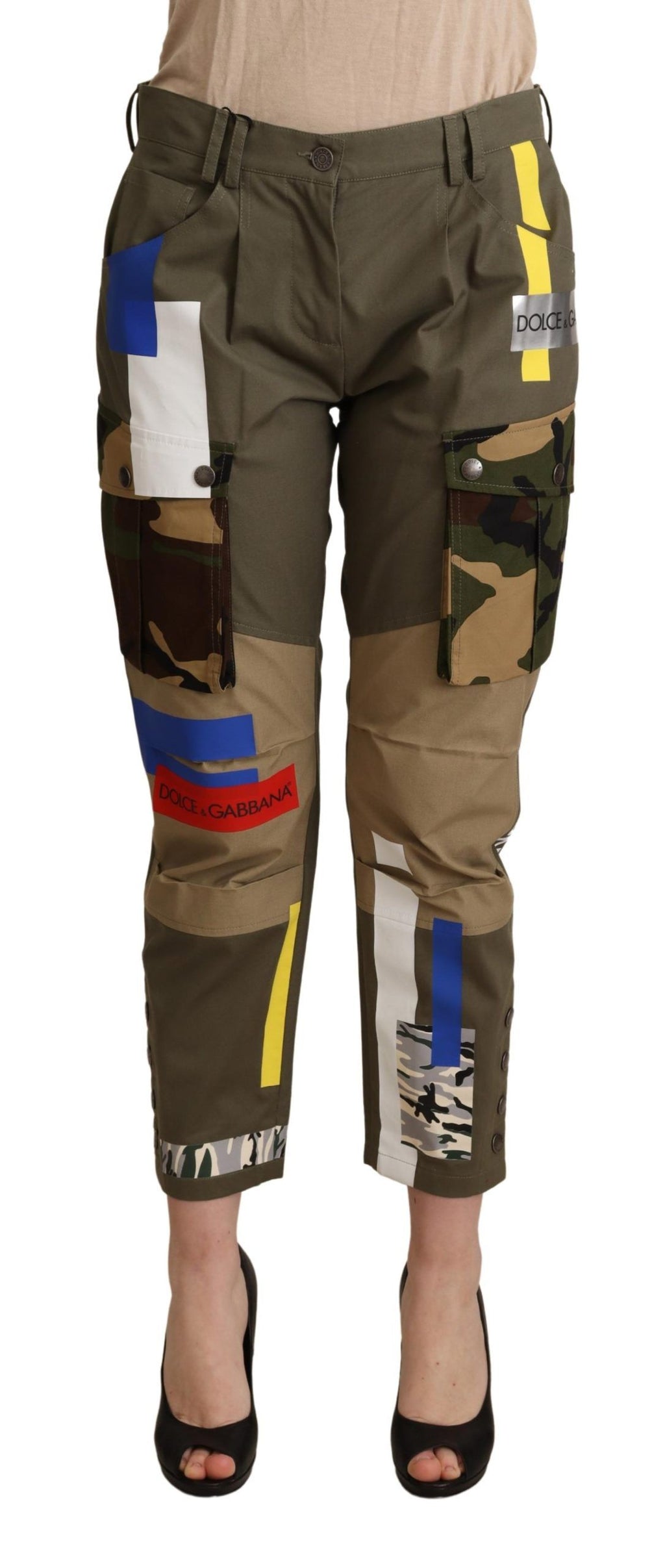 Grüne Militär-Cargohose aus Baumwolle