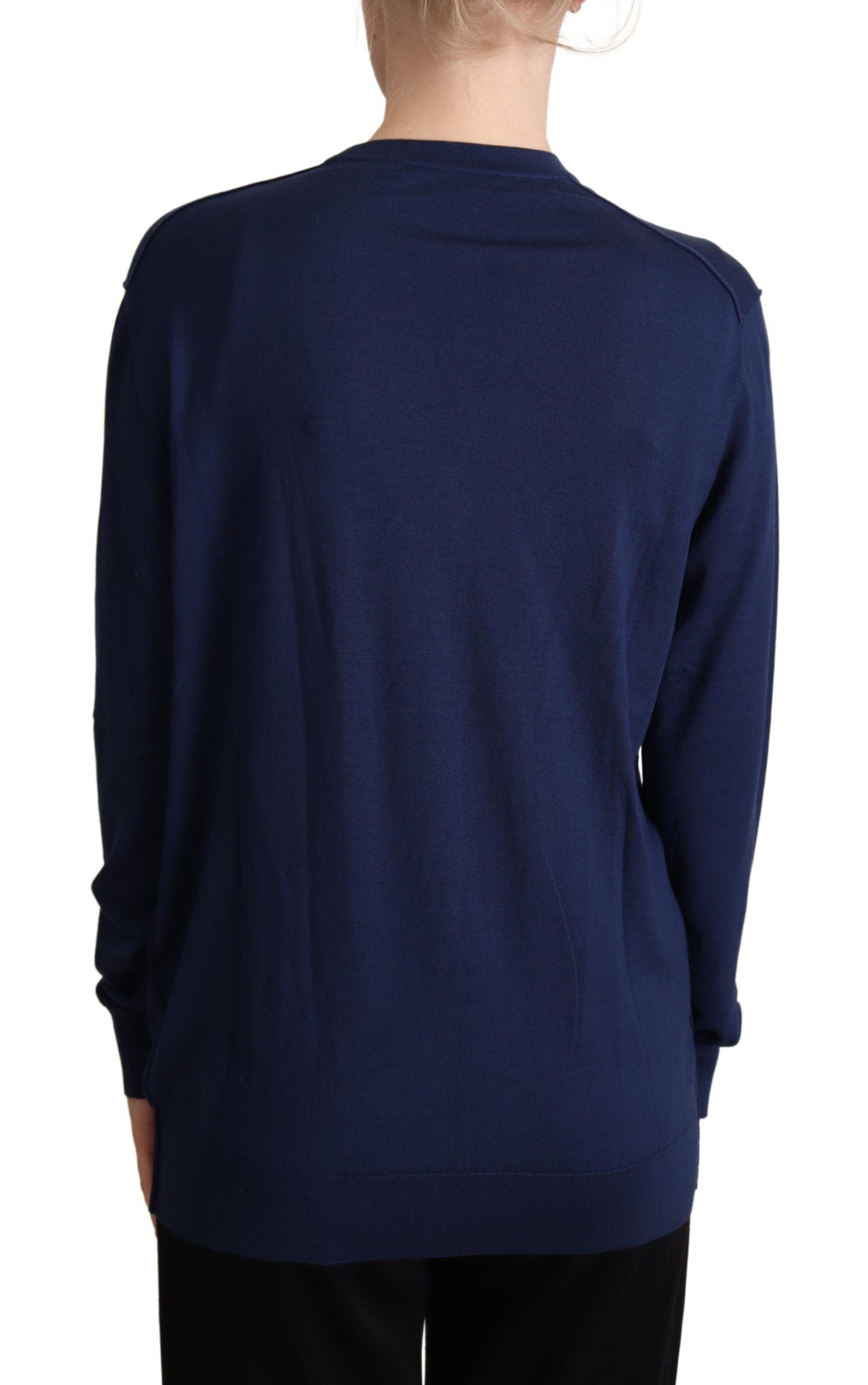 Blauer Cardigan aus Schurwolle mit Knopfleiste