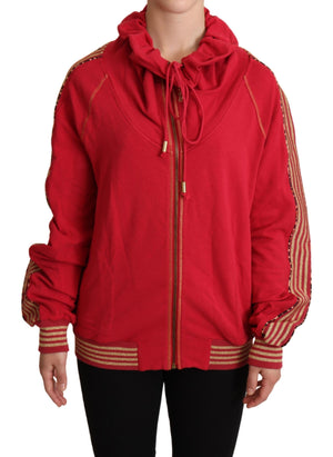Rote Jacke mit durchgehendem Reißverschluss, Sweatshirt, Kapuzenpullover
