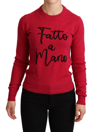 Rosa bestickter Pullover aus Kaschmirwolle