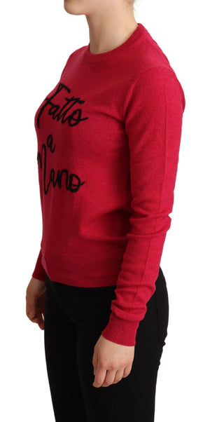 Rosa bestickter Pullover aus Kaschmirwolle