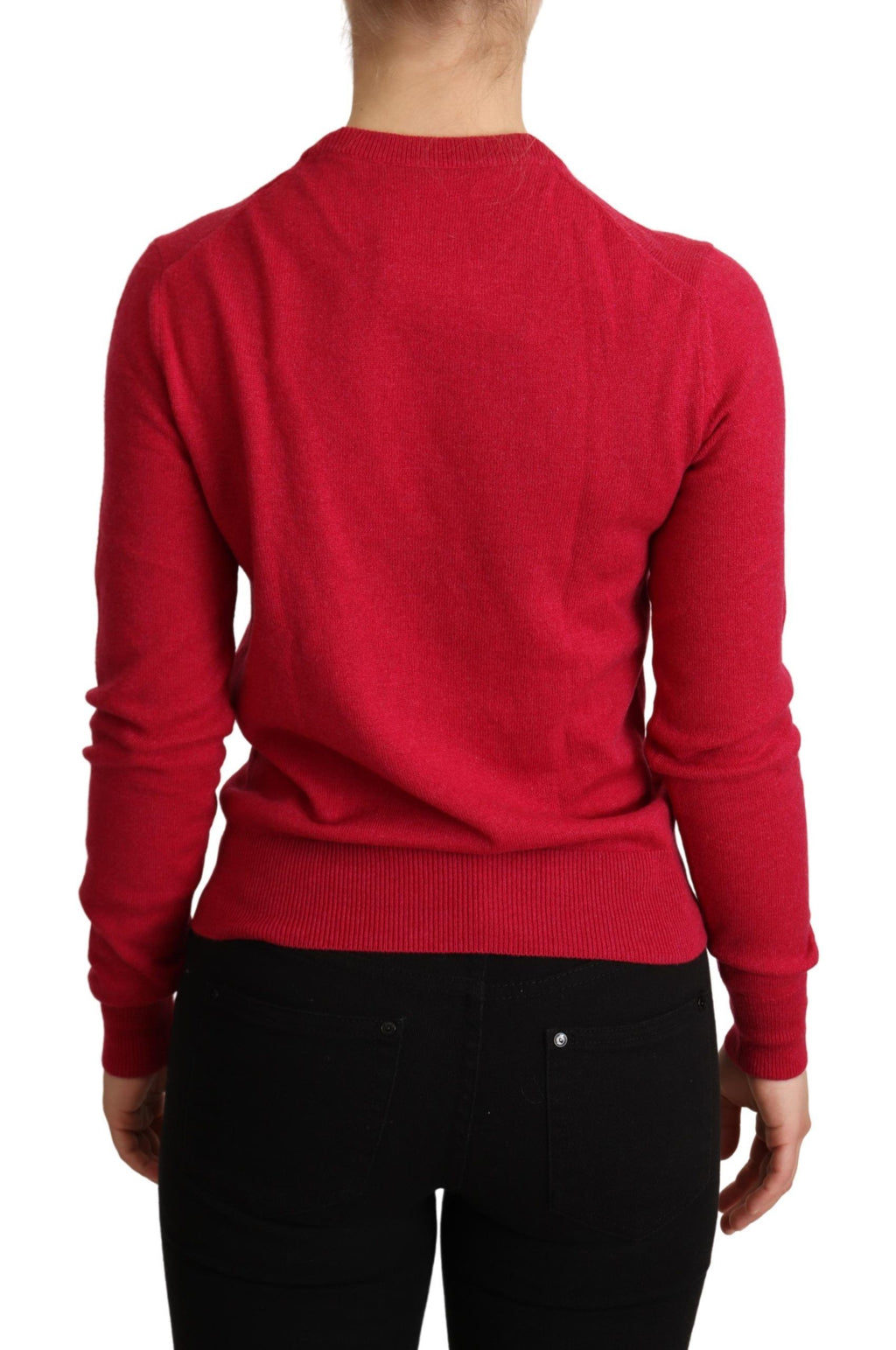 Rosa bestickter Pullover aus Kaschmirwolle