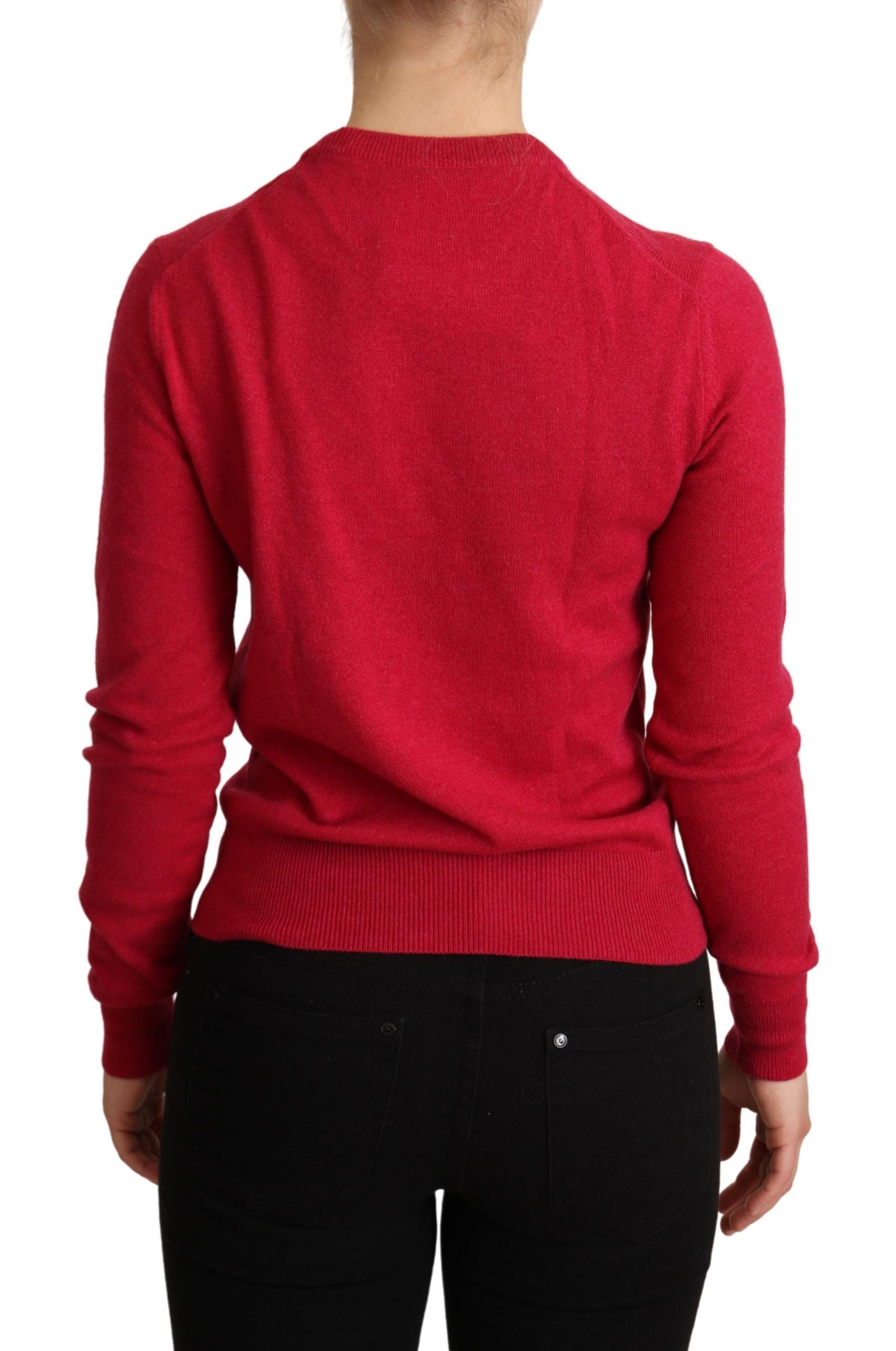 Rosa bestickter Pullover aus Kaschmirwolle