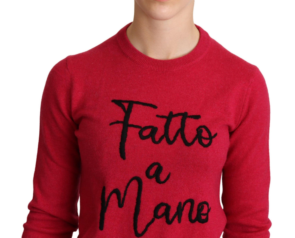 Rosa bestickter Pullover aus Kaschmirwolle