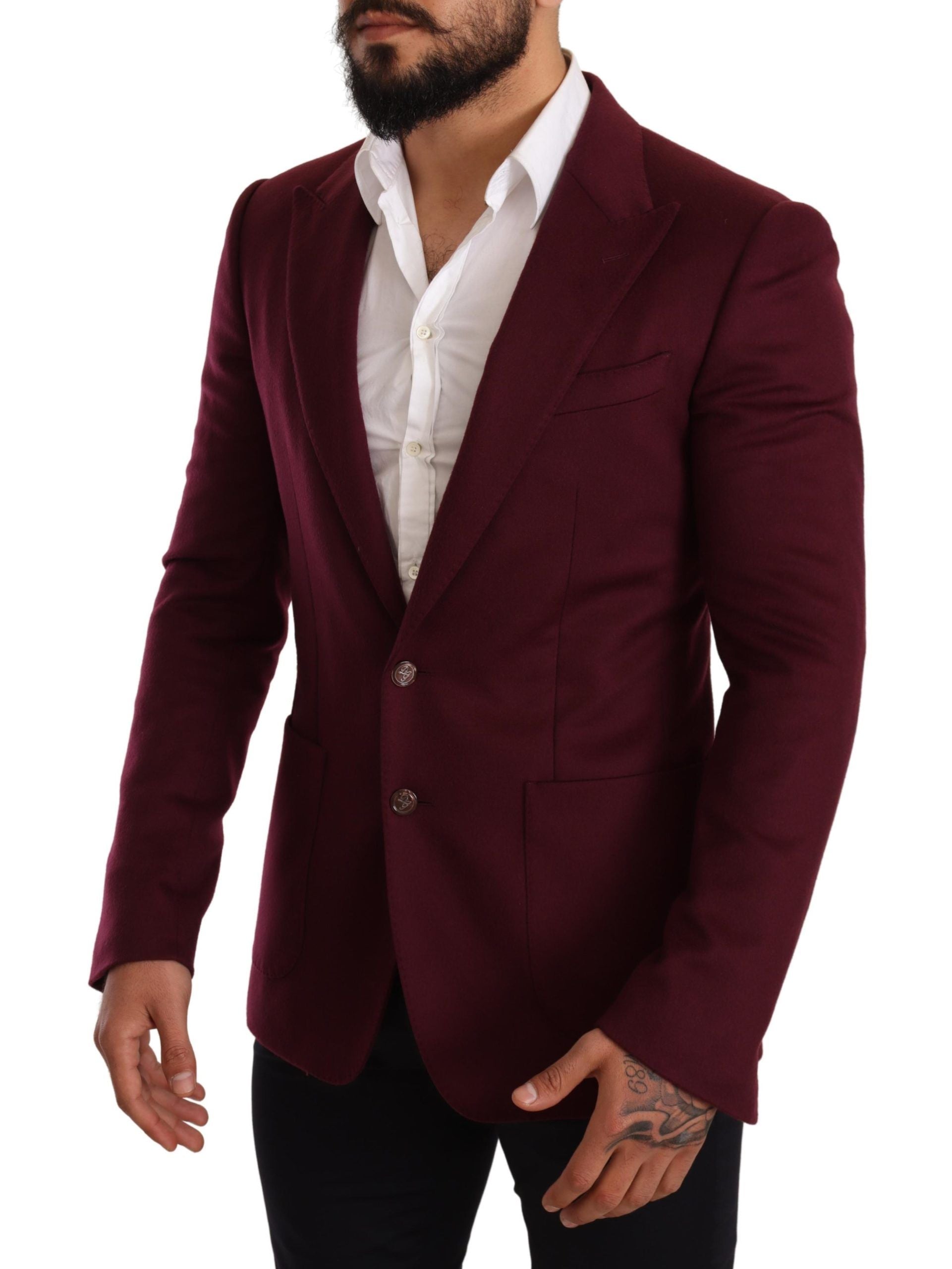 Kastanienbrauner Slim Fit-Manteljackenblazer aus Kaschmir