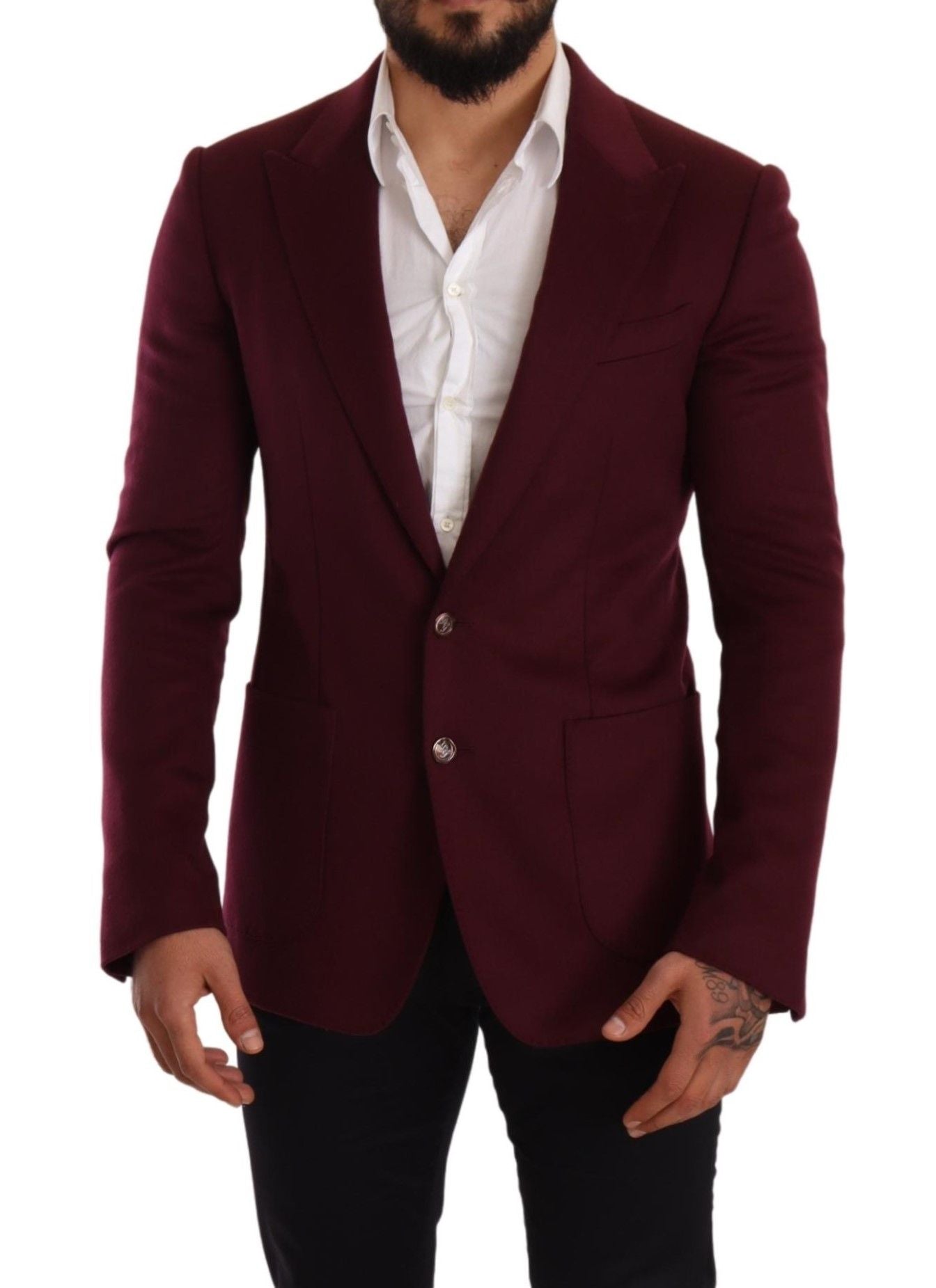 Kastanienbrauner Slim Fit-Manteljackenblazer aus Kaschmir