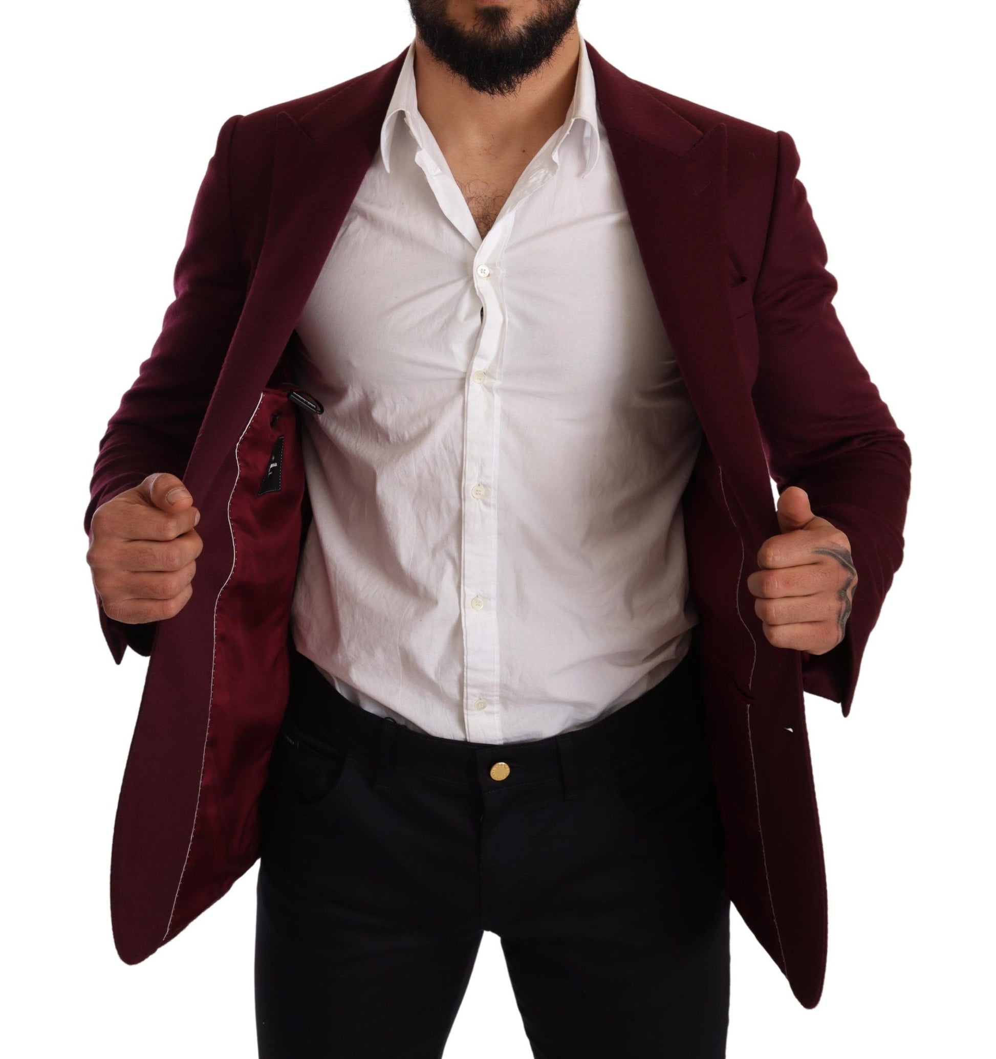 Kastanienbrauner Slim Fit-Manteljackenblazer aus Kaschmir