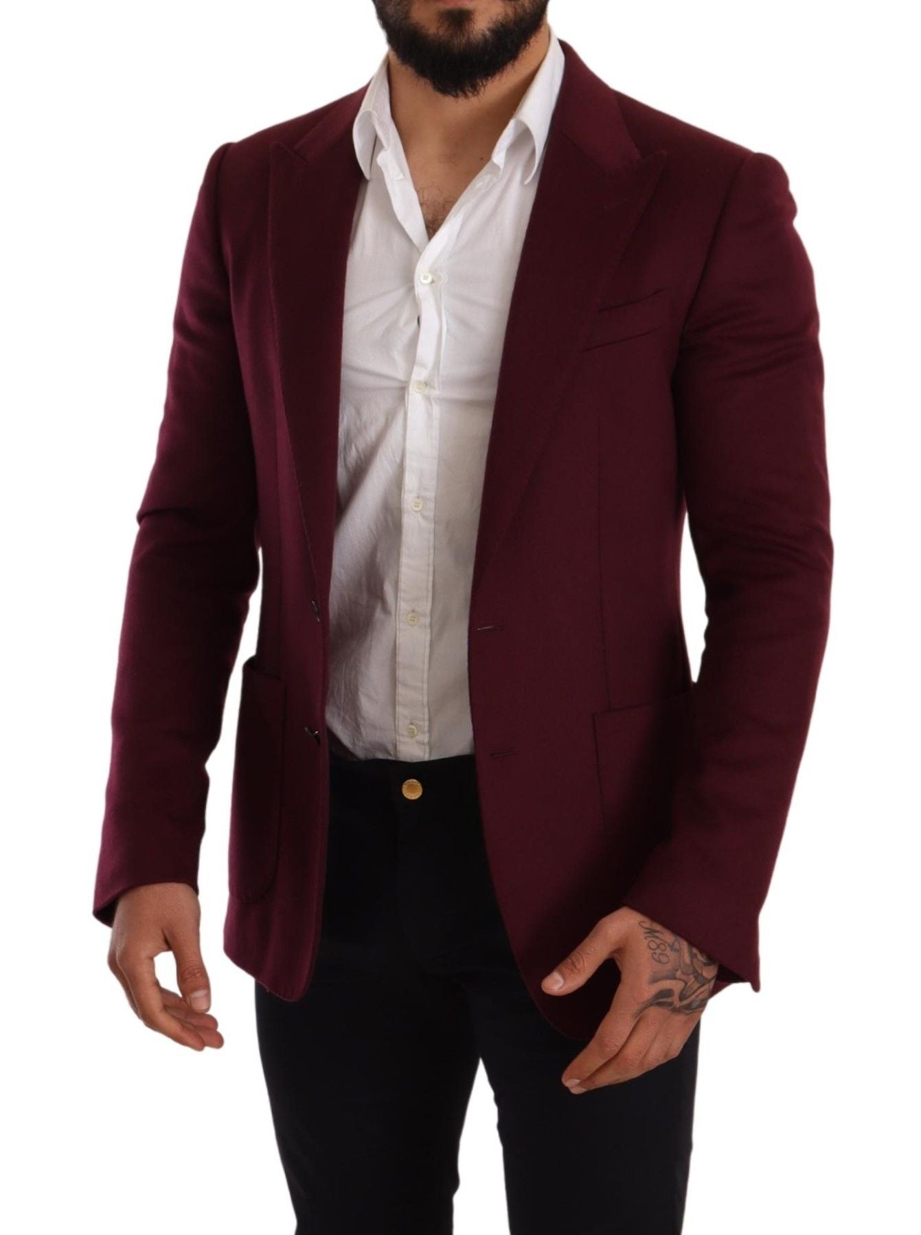 Kastanienbrauner Slim Fit-Manteljackenblazer aus Kaschmir