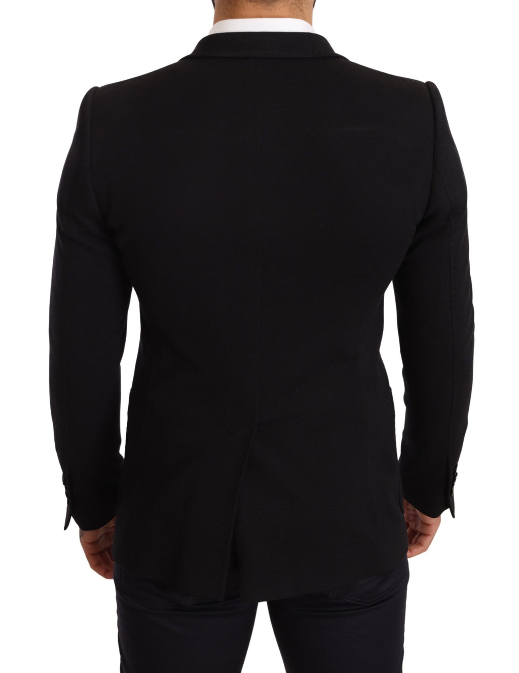 Schwarzer Slim Fit-Manteljacken-Blazer aus Baumwolle