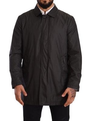 Schwarze Trenchcoatjacke aus Polyester für Herren