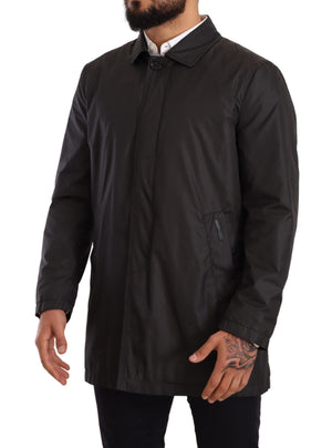 Schwarze Trenchcoatjacke aus Polyester für Herren