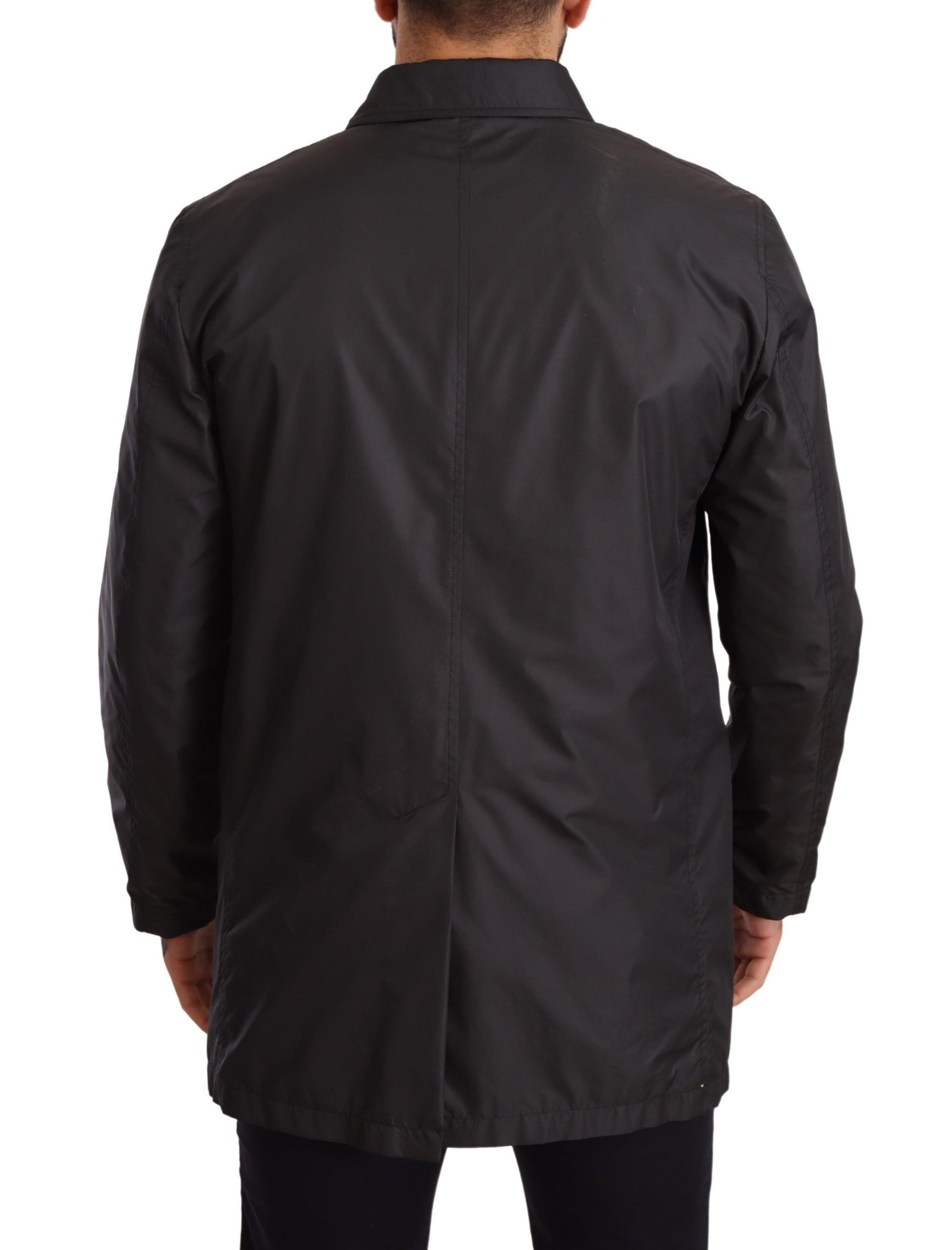 Schwarze Trenchcoatjacke aus Polyester für Herren