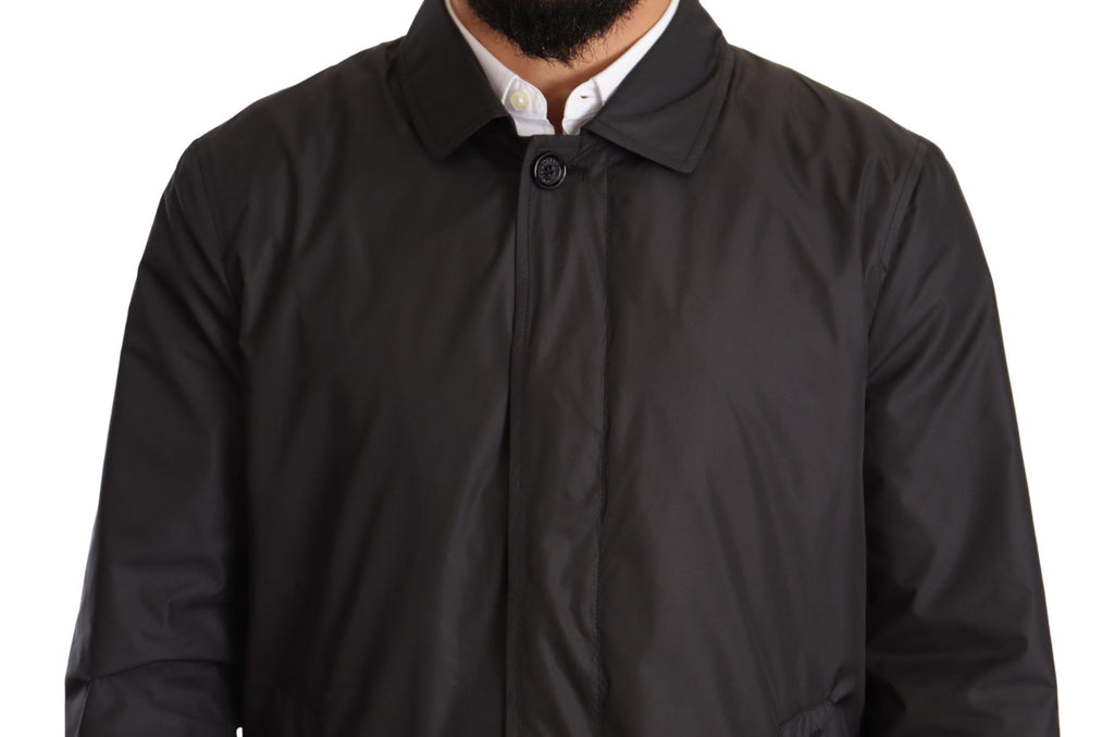 Schwarze Trenchcoatjacke aus Polyester für Herren