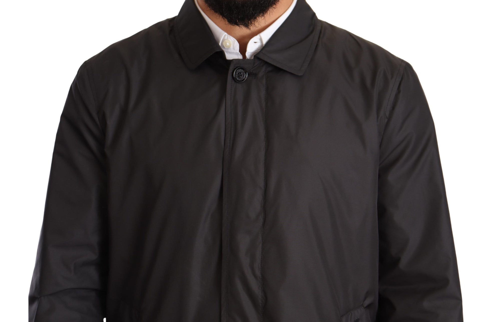 Schwarze Trenchcoatjacke aus Polyester für Herren