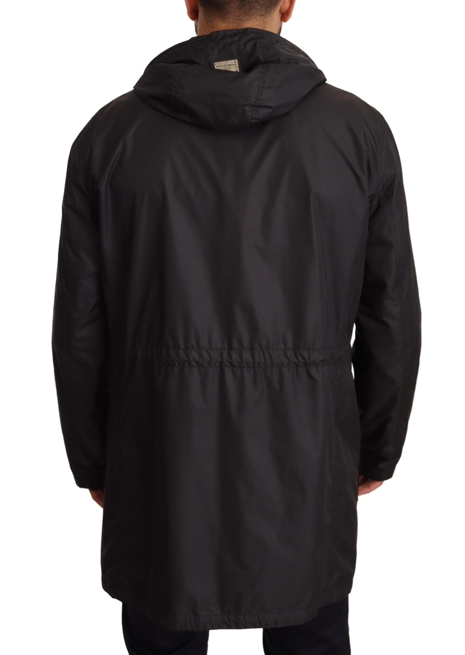 Schwarze Herren-Trenchcoatjacke mit Kapuze