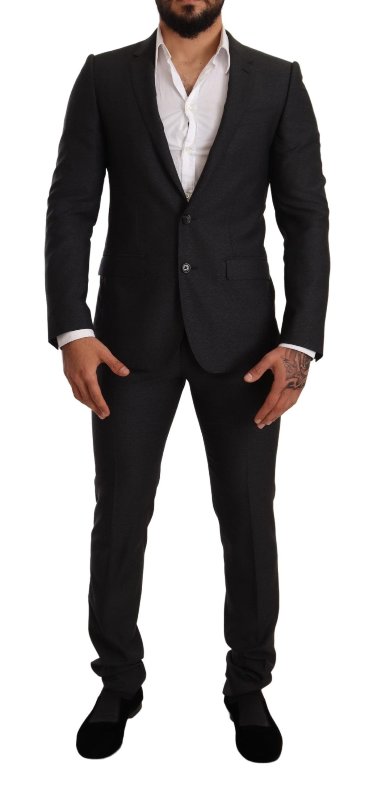 Grauer MARTINI Slim Fit Anzug aus Wolle