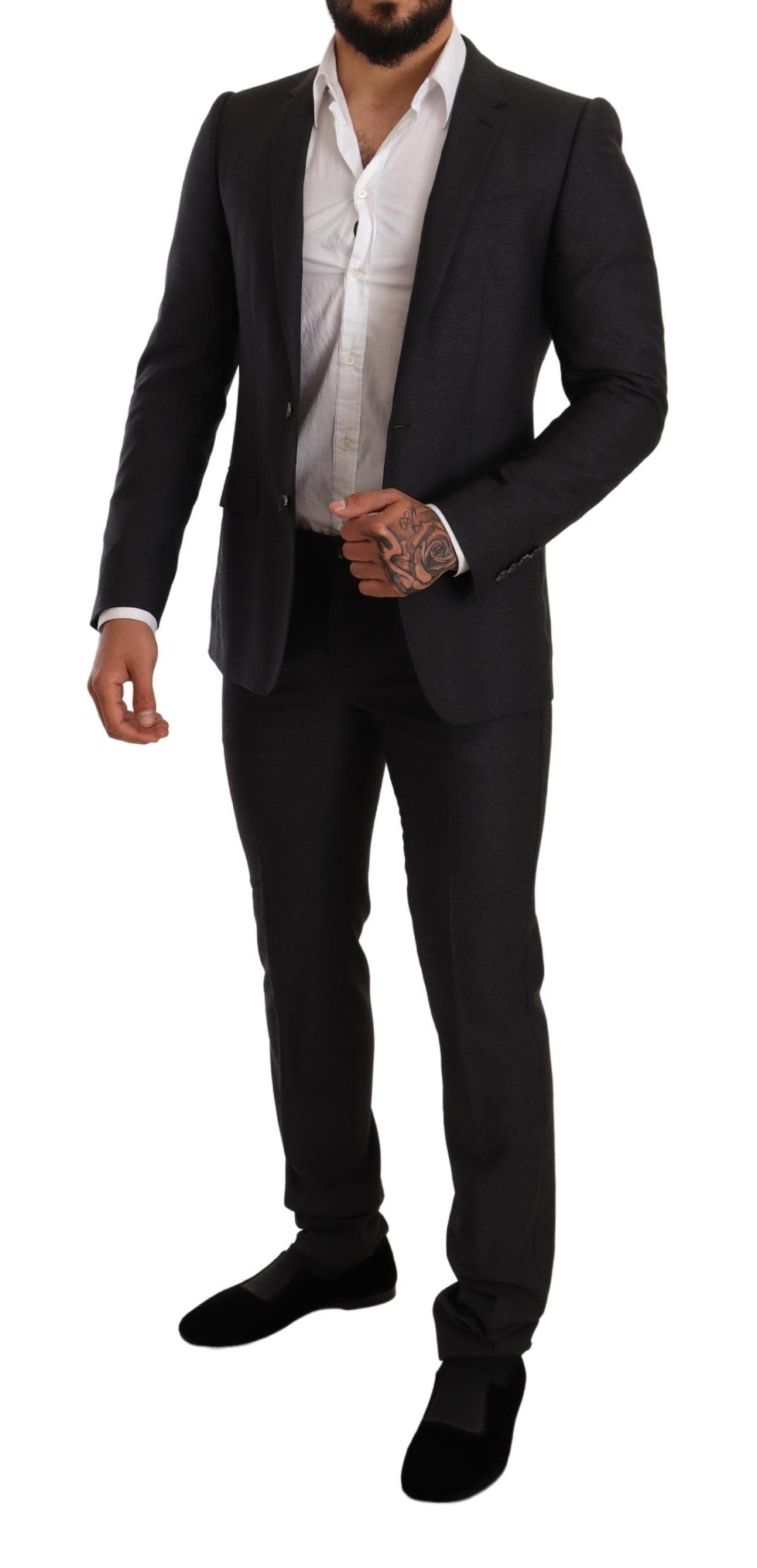 Grauer MARTINI Slim Fit Anzug aus Wolle
