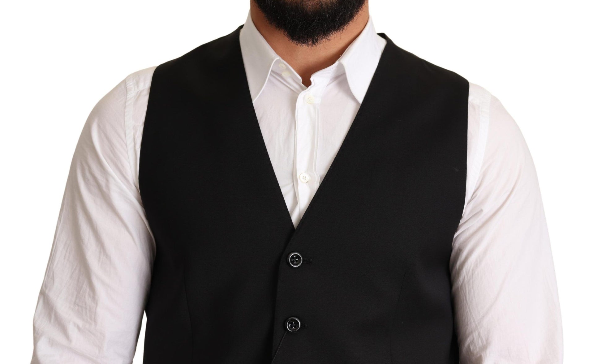 Schwarzes, formelles Westekleid aus Wolle