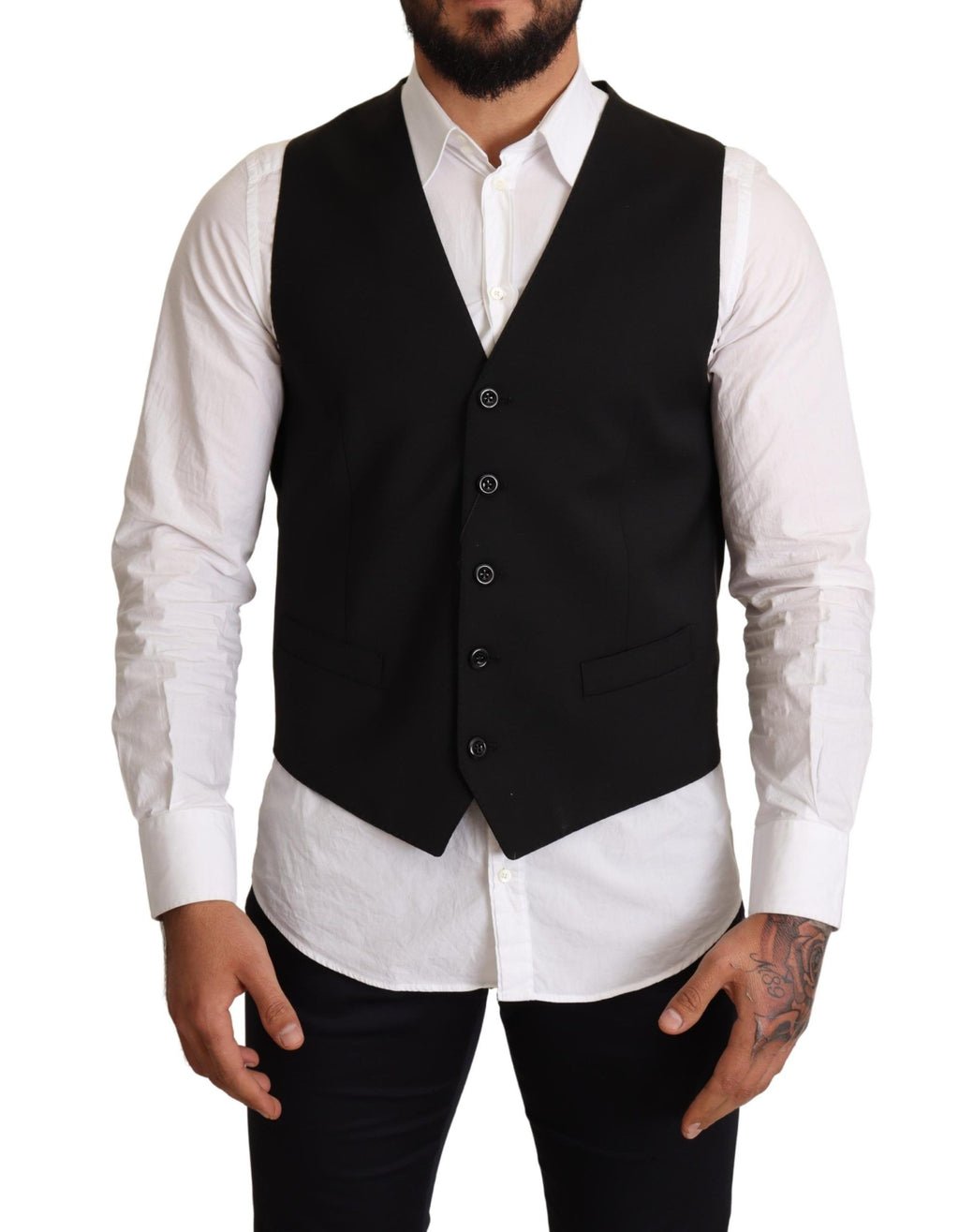 Schwarzes, formelles Westekleid aus Wolle