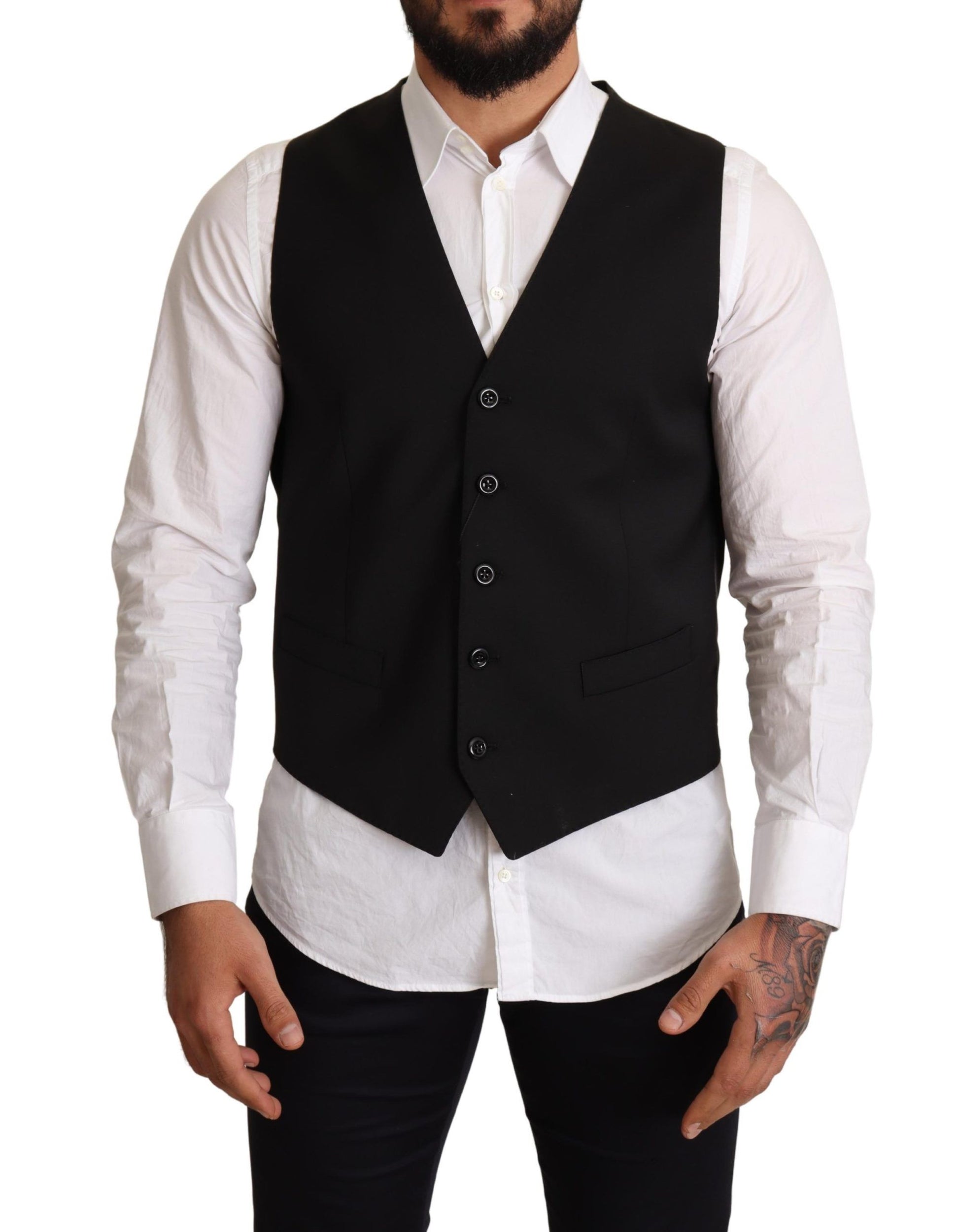 Schwarzes, formelles Westekleid aus Wolle