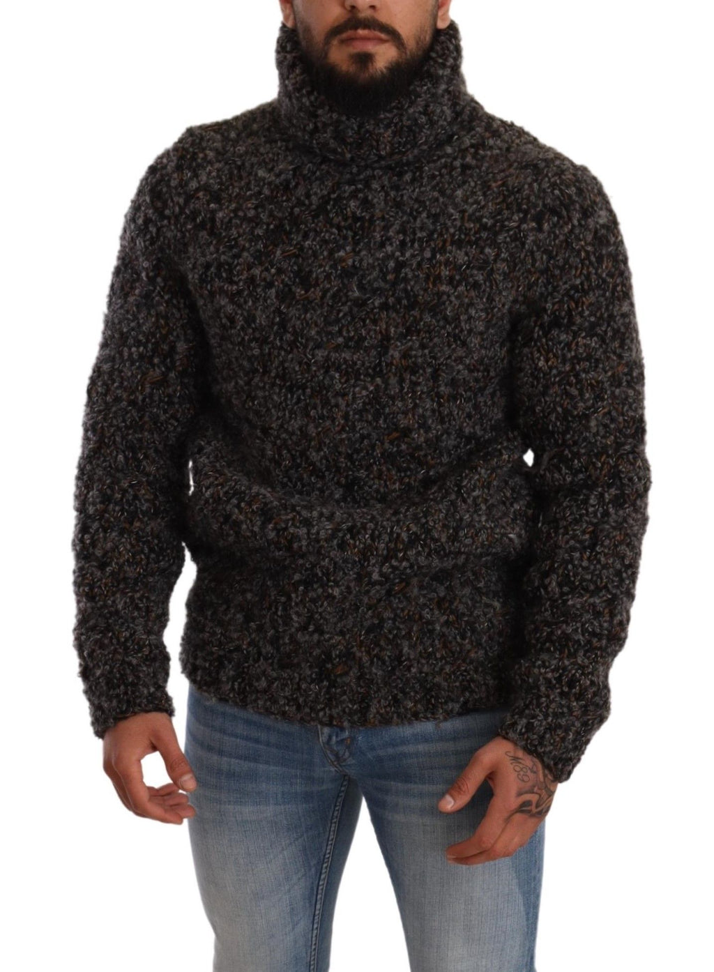 Grauer Rollkragenpullover aus Wollmischung