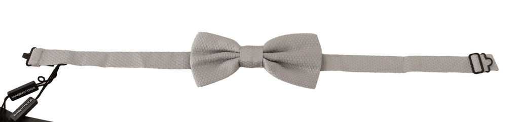 Silbergraue Papillon-Fliege aus 100 % Seide mit verstellbarem Hals